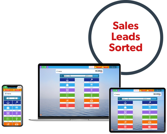 sales leads sorted - software shown on screens